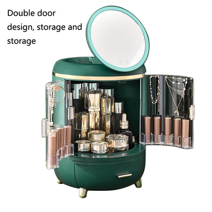 Cosmetic Storage Box With Mirror Large Capacity Dustproof Lipstick Skin Care Product Rack, Colour: Double Light Aoyama-garmade.com