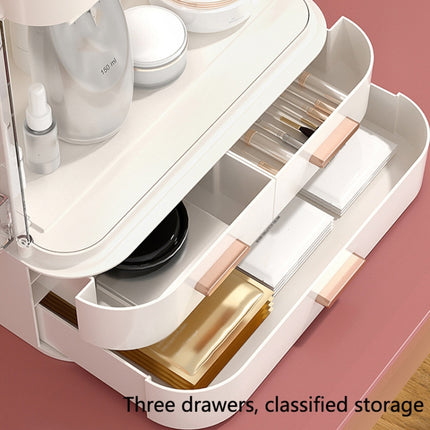 Dust-Proof Drawer Type Cosmetic Storage Box Household Large-Capacity Desktop Lipstick Storage Box, Colour: LED Model White-garmade.com