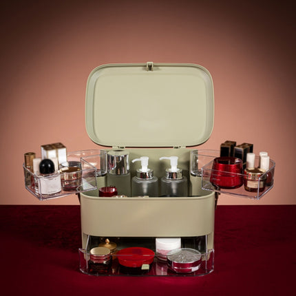 Cosmetic Storage Box Dustproof Skin Care Products Desktop Shelf, Colour: Green Small Ordinary Model-garmade.com