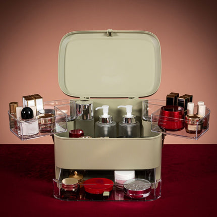 Cosmetic Storage Box Dustproof Skin Care Products Desktop Shelf, Colour: Green Large Ordinary Model-garmade.com