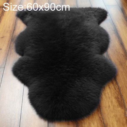 Wool Sofa Cushion Fur Full Sheepskin Carpet Window Decoration Mat, Size: 60x90cm(Black)-garmade.com