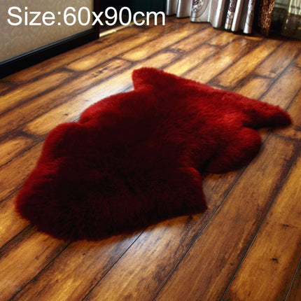 Wool Sofa Cushion Fur Full Sheepskin Carpet Window Decoration Mat, Size: 60x90cm(Red Wine)-garmade.com