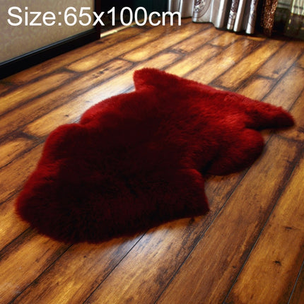 Wool Sofa Cushion Fur Full Whole Sheepskin Carpet Window Decoration Mat, Size:65x100cm(Red Wine)-garmade.com