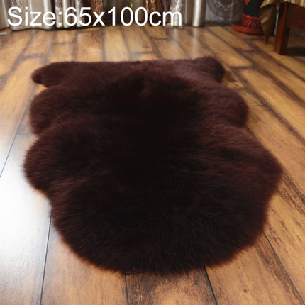 Wool Sofa Cushion Fur Full Whole Sheepskin Carpet Window Decoration Mat, Size:65x100cm(Coffee)-garmade.com