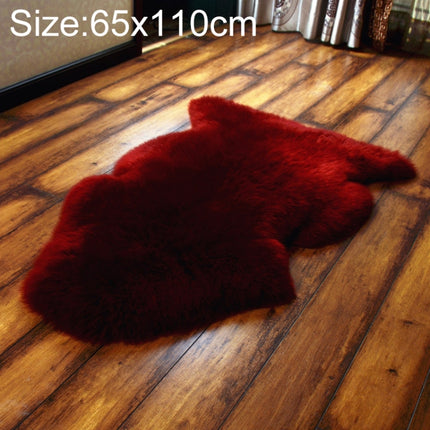 Wool Sofa Cushion Fur Full Whole Sheepskin Carpet Window Decoration Mat, Size: 65x110cm(Red Wine)-garmade.com