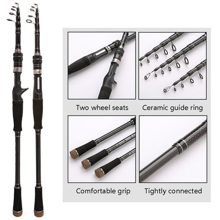 Carbon Telescopic Luya Rod Short Section Fishing Throwing Rod, Length: 1.8m(Curved Handle)-garmade.com