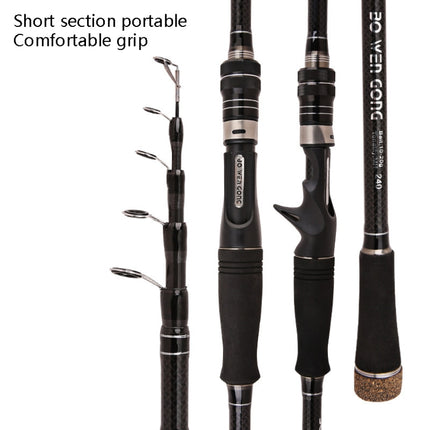 Carbon Telescopic Luya Rod Short Section Fishing Throwing Rod, Length: 2.4m(Curved Handle)-garmade.com