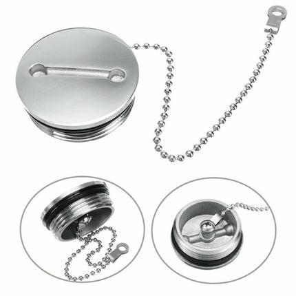 Stainless Steel Boat Deck Fill Filler Replacement Cap + Chain Boat Replacement Accessories-garmade.com