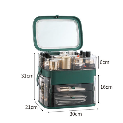 1003 Cosmetic Storage Box Desktop Dust-Proof Skin Care Products Large-Capacity Rack, Specification: Normal Style (Peacock Green)-garmade.com