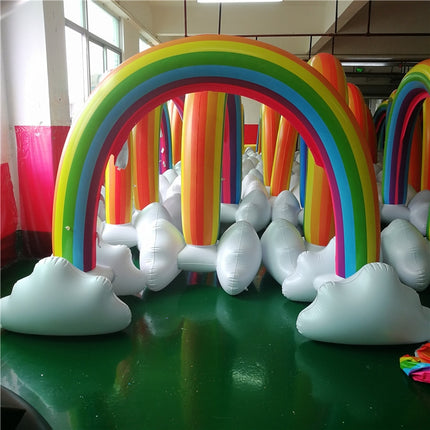 FY002 Inflatable PVC Outdoor Rainbow Arch Sprinkler Children Playing Water Toy(Colorful)-garmade.com