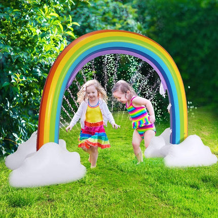 FY002 Inflatable PVC Outdoor Rainbow Arch Sprinkler Children Playing Water Toy(Colorful)-garmade.com