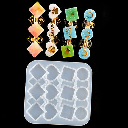 10 PCS Hair Clip Mold DIY Crystal Epoxy Mold Homemade Personality Girl Hair Clip Mold(MD3639)-garmade.com