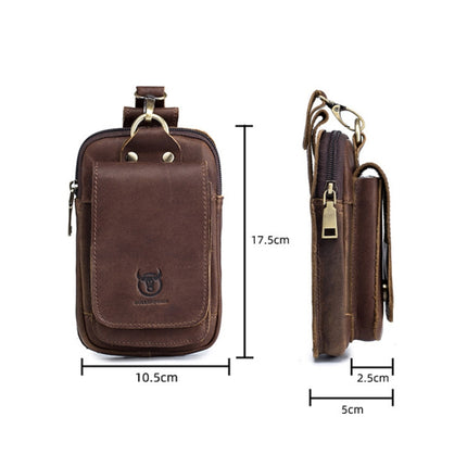 BULL CAPTAIN 028 Multi-Function Cattle Leather Waist Bag Magnetic Buckle Mobile Phone Belt Bag(Black)-garmade.com
