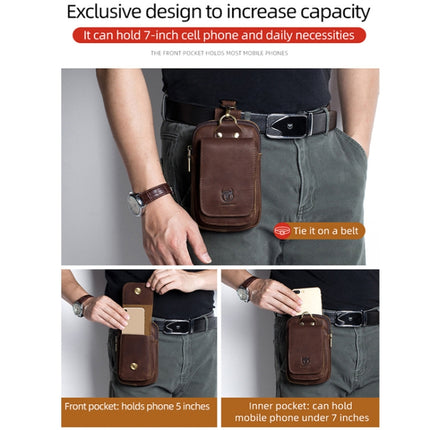 BULL CAPTAIN 028 Multi-Function Cattle Leather Waist Bag Magnetic Buckle Mobile Phone Belt Bag(Coffee)-garmade.com