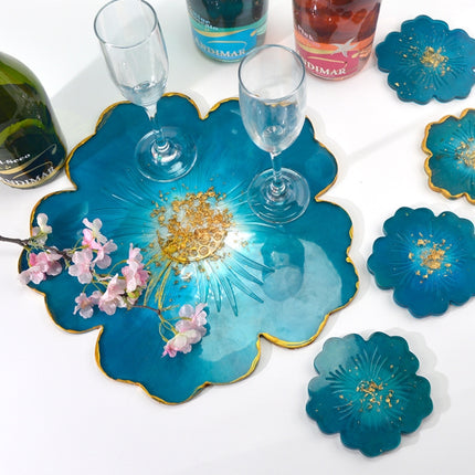 Silicone Flower Cup Pad Mold Set Crystal DIY Mirror Petal Fruit Plate Drop Mold, Specification: 1 Big + 5 Small Flowers Set-garmade.com