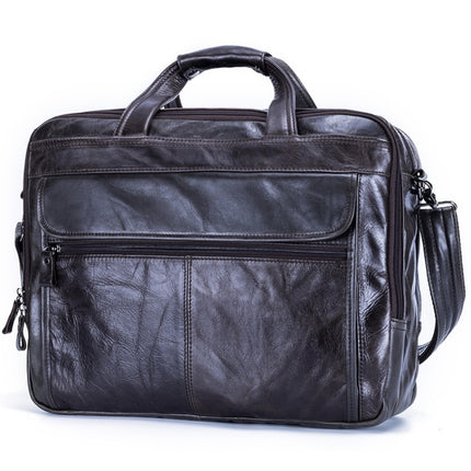 9912 15.6 Inch Portable Business Computer Bag Men Fashion Briefcase(Oil Dark Coffee)-garmade.com