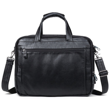 9912 15.6 Inch Portable Business Computer Bag Men Fashion Briefcase(Litchi Texture Black)-garmade.com