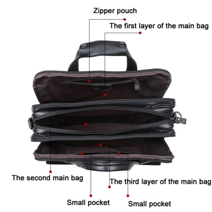 9912 15.6 Inch Portable Business Computer Bag Men Fashion Briefcase(Litchi Texture Black)-garmade.com