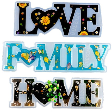 2 PCS DIY Crystal Epoxy Silicone Letter Mold(Anti-letter MD3302_Family Mold)-garmade.com