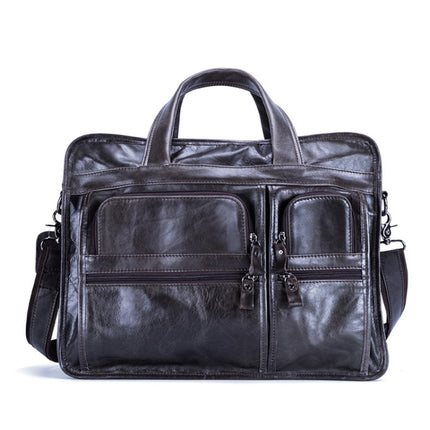 9913 Casual Men Singer-shoulder Messenger Briefcase 15.6 Inch Business Handbag(Green Oil)-garmade.com