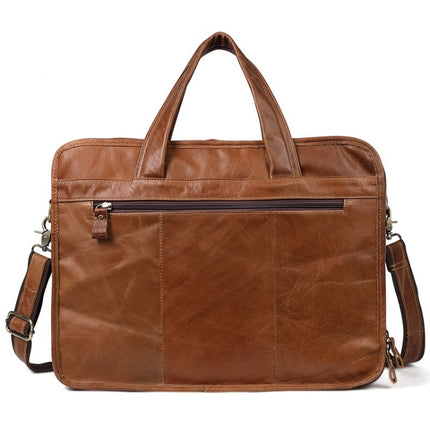 9913 Casual Men Singer-shoulder Messenger Briefcase 15.6 Inch Business Handbag(Green Oil)-garmade.com