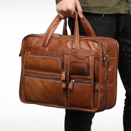 9913 Casual Men Singer-shoulder Messenger Briefcase 15.6 Inch Business Handbag(Brown)-garmade.com