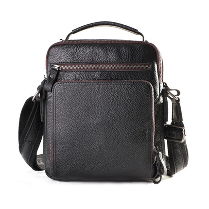 6479 Men Casual Large-Capacity One-Shoulder Messenger Leather Bag(Litchi Texture Black)-garmade.com