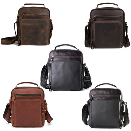 6479 Men Casual Large-Capacity One-Shoulder Messenger Leather Bag(Crazy Horse Texture Red Brown)-garmade.com