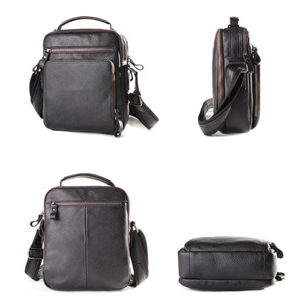 6479 Men Casual Large-Capacity One-Shoulder Messenger Leather Bag(Napa Texture Black)-garmade.com