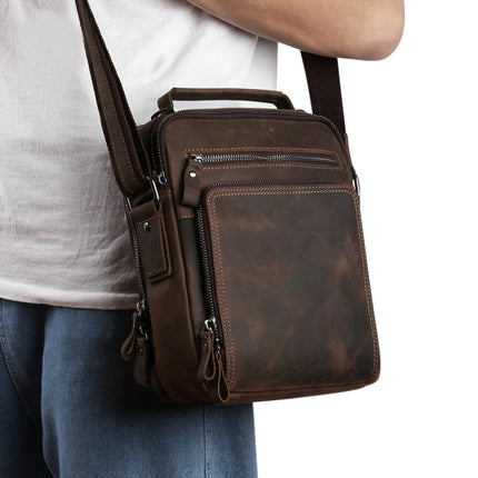 6479 Men Casual Large-Capacity One-Shoulder Messenger Leather Bag(Crazy Horse Texture Brown)-garmade.com