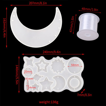 DIY Windbell Epoxy Mold Moon Pendant Wind Bell Hanging Set Mold, Style: MD3535 + MD3536-garmade.com