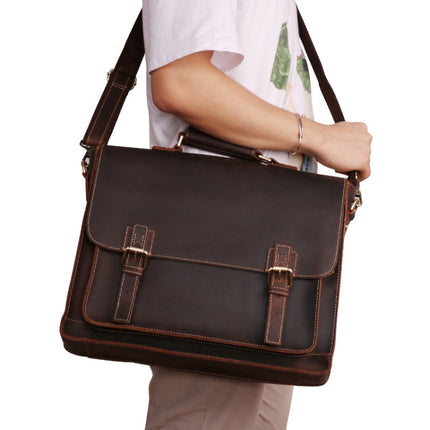 B515 Men 15.6 Inch Business Briefcase Multi-Function Laptop Bag(Brown)-garmade.com