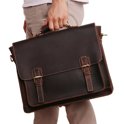 B515 Men 15.6 Inch Business Briefcase Multi-Function Laptop Bag(Dark Coffee)-garmade.com