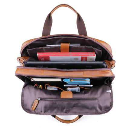 6477 17 Inch Men Laptop Bag Multi-Function Business Briefcase Messenger Bag(Brown)-garmade.com