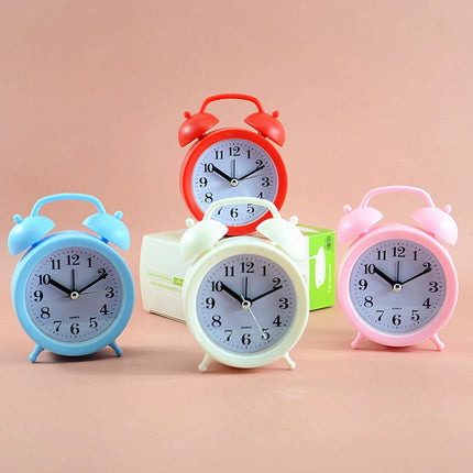 2 PCS Student Bed Small Alarm Clock Desk Alarm Clock(Beige)-garmade.com