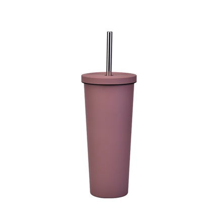 700ml Large Capacity Double Stainless Steel Straw Cup Vacuum Outdoor 304 Insulation Cup Car Water Cup(Pink)-garmade.com