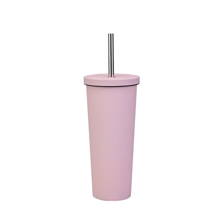 700ml Large Capacity Double Stainless Steel Straw Cup Vacuum Outdoor 304 Insulation Cup Car Water Cup(Light Pink)-garmade.com