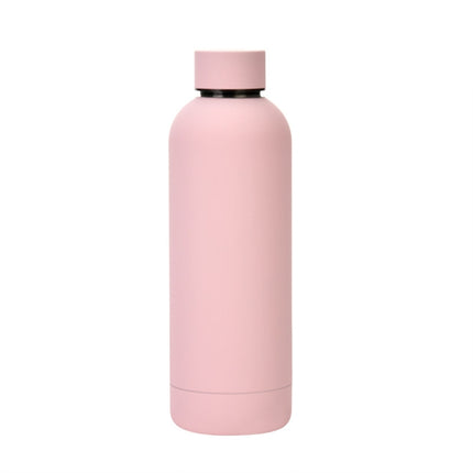 Stainless Steel Outdoor Matte Water Bottle Portable Sports Water Cup Rubber Paint Insulation Cup(Light Pink)-garmade.com
