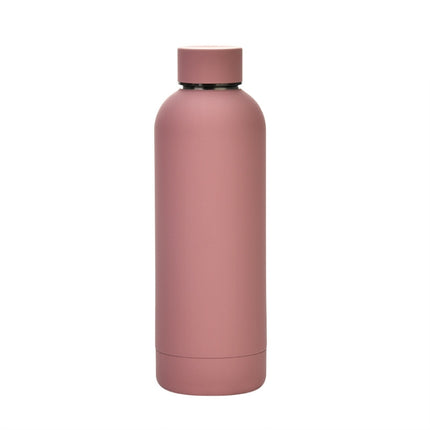 Stainless Steel Outdoor Matte Water Bottle Portable Sports Water Cup Rubber Paint Insulation Cup(Smoky Pink)-garmade.com