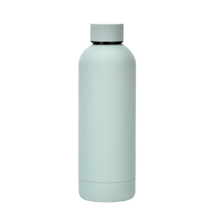 Stainless Steel Outdoor Matte Water Bottle Portable Sports Water Cup Rubber Paint Insulation Cup(Green White)-garmade.com