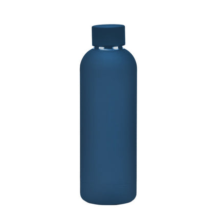 Stainless Steel Outdoor Matte Water Bottle Portable Sports Water Cup Rubber Paint Insulation Cup(Indigo)-garmade.com