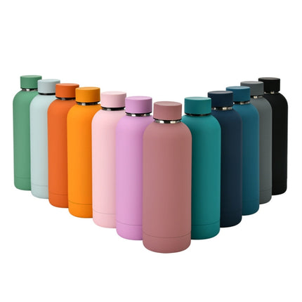 Stainless Steel Outdoor Matte Water Bottle Portable Sports Water Cup Rubber Paint Insulation Cup(Gray)-garmade.com