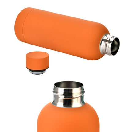Stainless Steel Outdoor Matte Water Bottle Portable Sports Water Cup Rubber Paint Insulation Cup(Khaki)-garmade.com