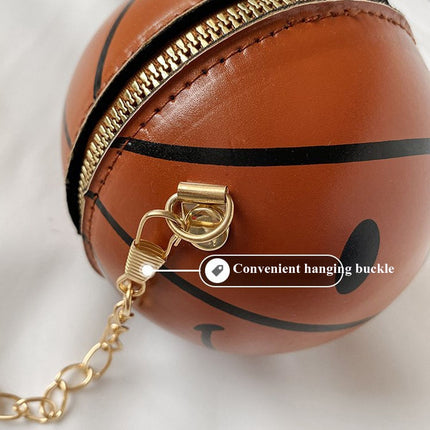12cm Fashion Basketball Kids Bag Portable Crossbody PU Mini Round Bag(Smiley-Yellow)-garmade.com