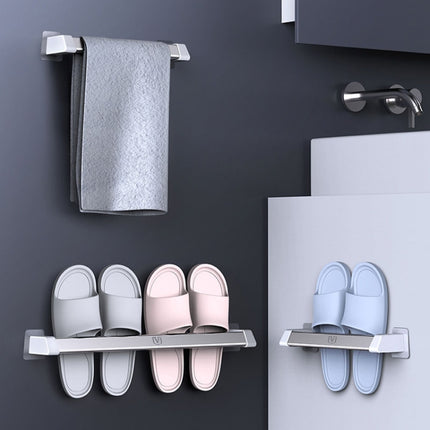 2 PCS Vilscijon Aluminum Alloy Wall Hanging Shelf Bathroom Toilet Slippers Towel Rack, Colour: Short Silver-garmade.com