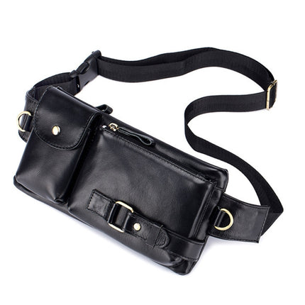 BULL CAPTAIN 020 Men Small Mobile Phone Waist Bag Crossbody Multi-Function Chest Bag(Black)-garmade.com