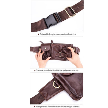 BULL CAPTAIN 020 Men Small Mobile Phone Waist Bag Crossbody Multi-Function Chest Bag(Brown)-garmade.com