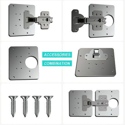 2 PCS Stainless Steel Hinge Repair Installer, Specification: 2 Repair Plates + Hinge + 16 Screws-garmade.com
