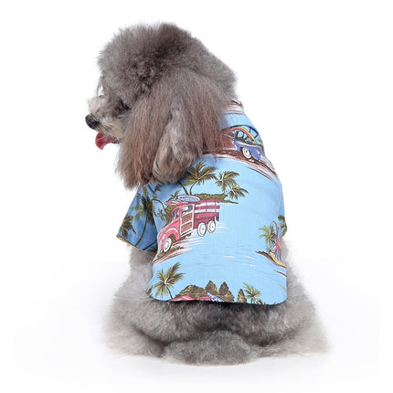 2 PCS Pet Beach Shirt Dog Print Spring And Summer Clothes, Size: S(Blue)-garmade.com