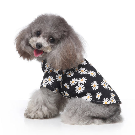 2 PCS Pet Beach Shirt Dog Print Spring And Summer Clothes, Size: S(Black)-garmade.com